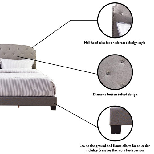 Three Posts™ Howes Tufted Upholstered Low Profile Standard Bed